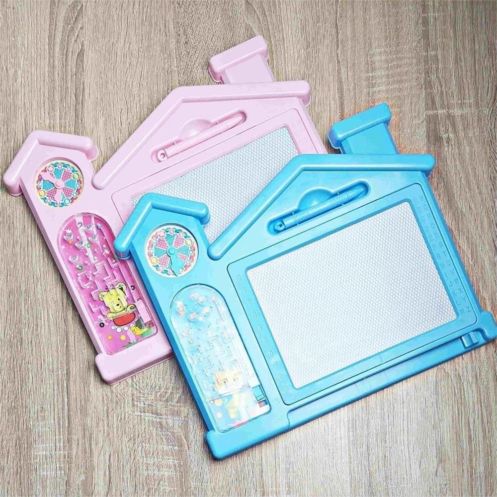 LAVAGNA MAGICA MAGNETICA CANCELLABILE BAMBINI COLORATA CON PENNA GIOCO FORMA CASETTA 31607 - 5