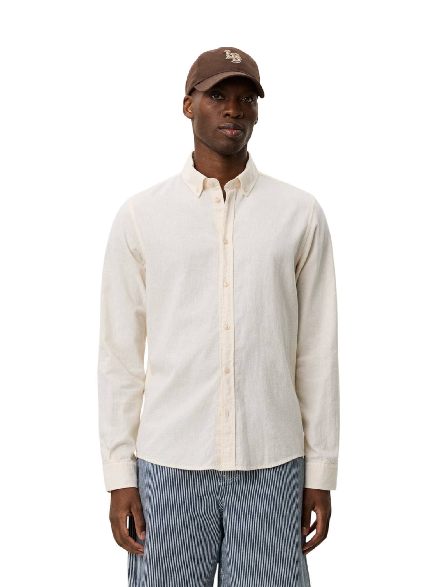 LES DEUX Les Deux Konrad Cotton Linen Shirt camicia in lino da uomo - egg white - 3