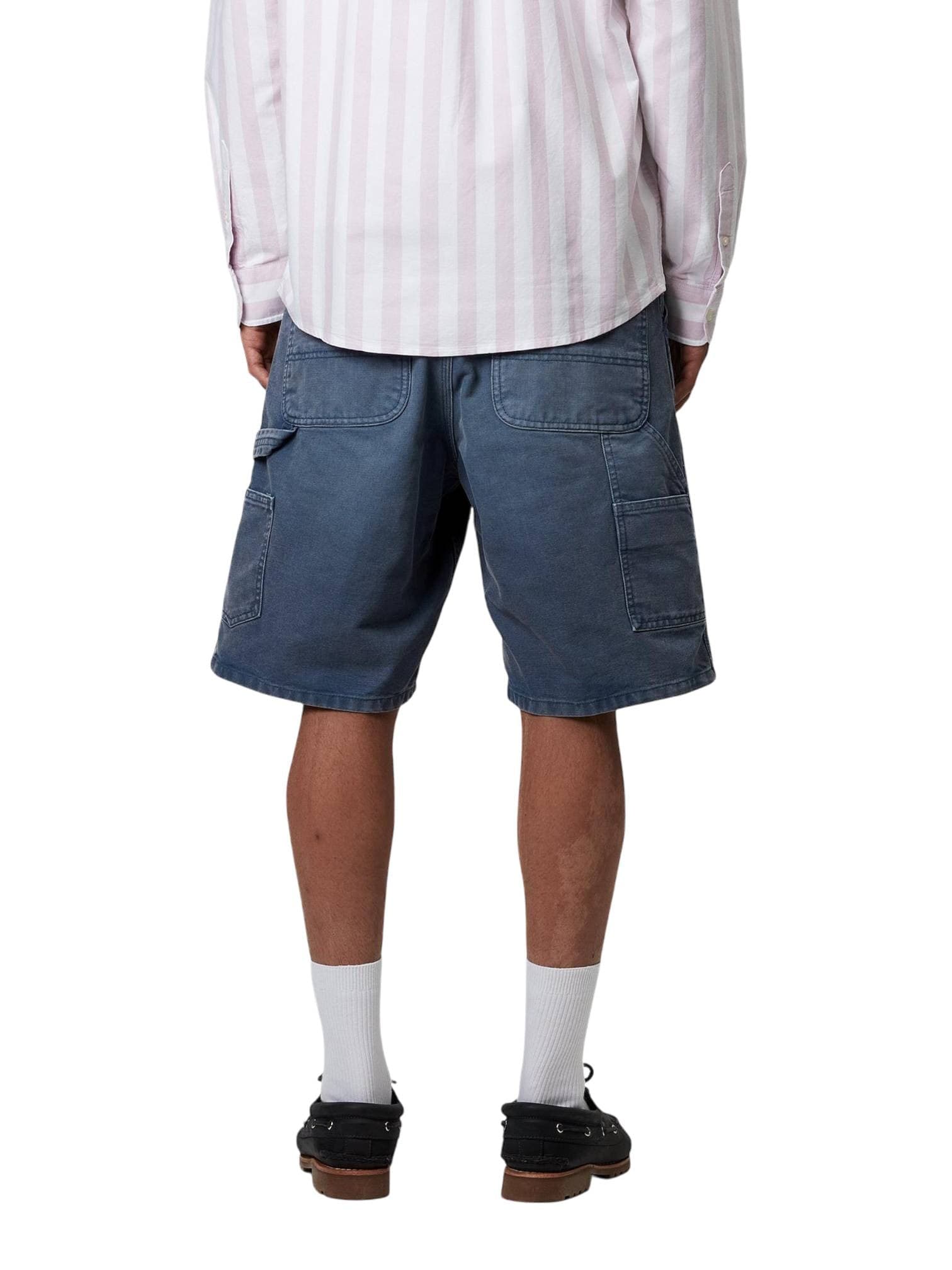 CARHARTT WIP Carhartt Wip Single knee short gamba larga in canvas slavato - Dusky Blue stone washed - 4