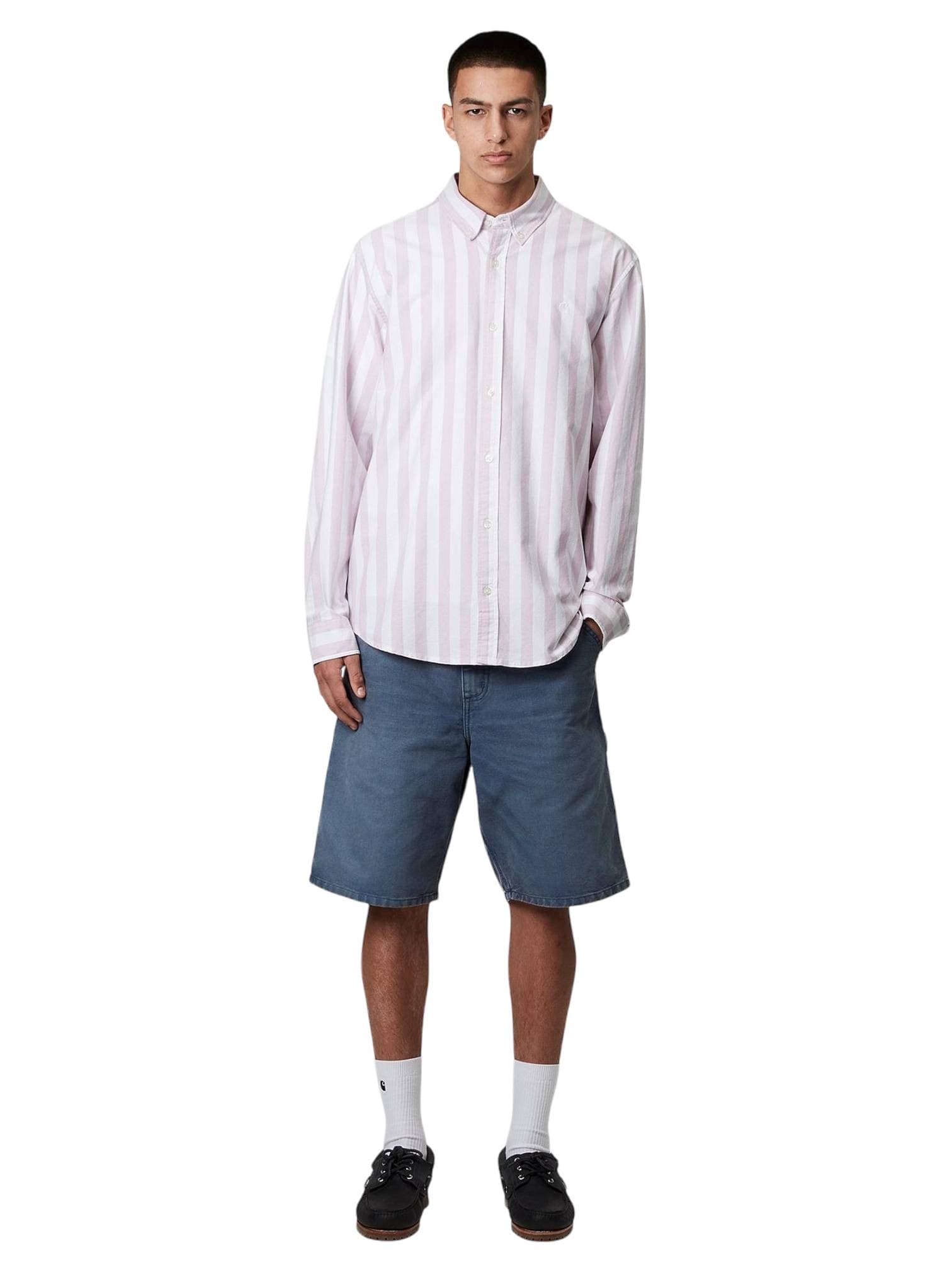 CARHARTT WIP Carhartt Wip Single knee short gamba larga in canvas slavato - Dusky Blue stone washed - 6