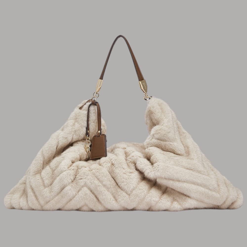 Borsa a spalla Liu Jo grande crema trapuntata con zip - 2