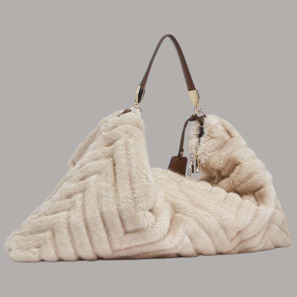 Borsa a spalla Liu Jo grande crema trapuntata con zip - 3