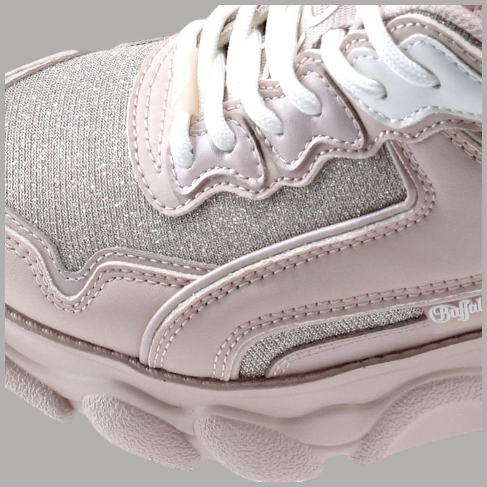 Sneakers Buffalo CLD Chai platform con inserti glitter rosa - 5