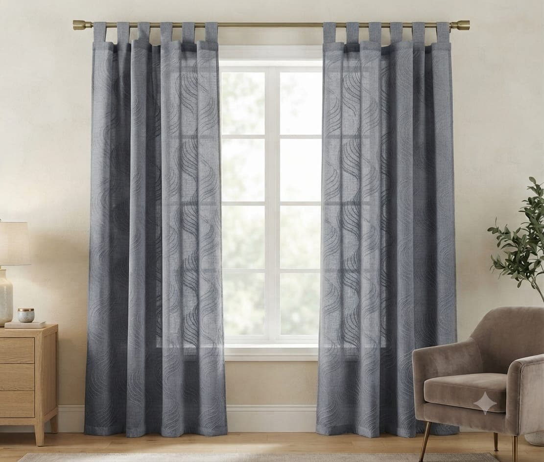 Coppia Tendine Trasparenti Ricamate Preziosa Home 60x150 cm - 1