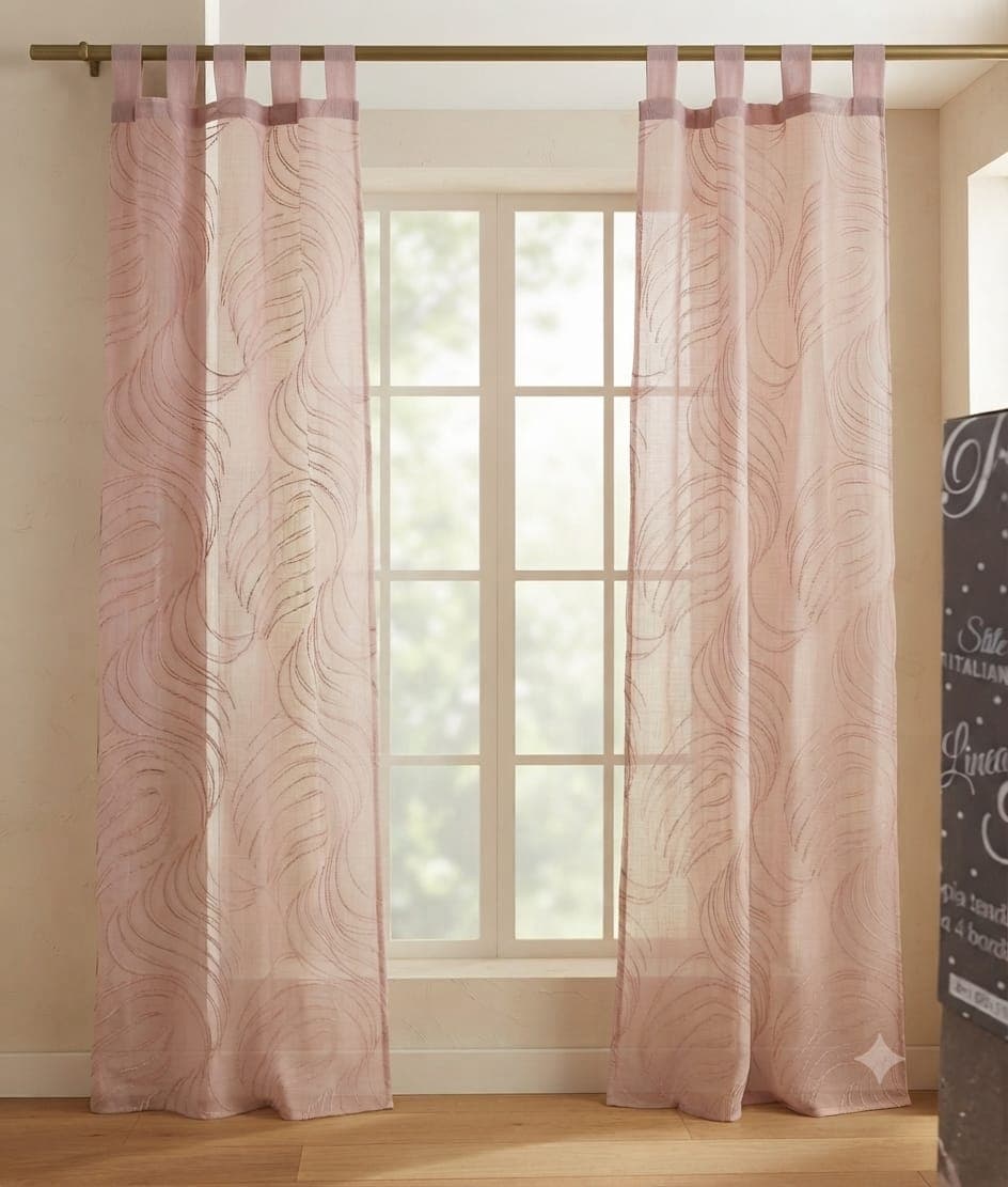 Coppia Tendine Trasparenti Ricamate Preziosa Home 60x150 cm - 3