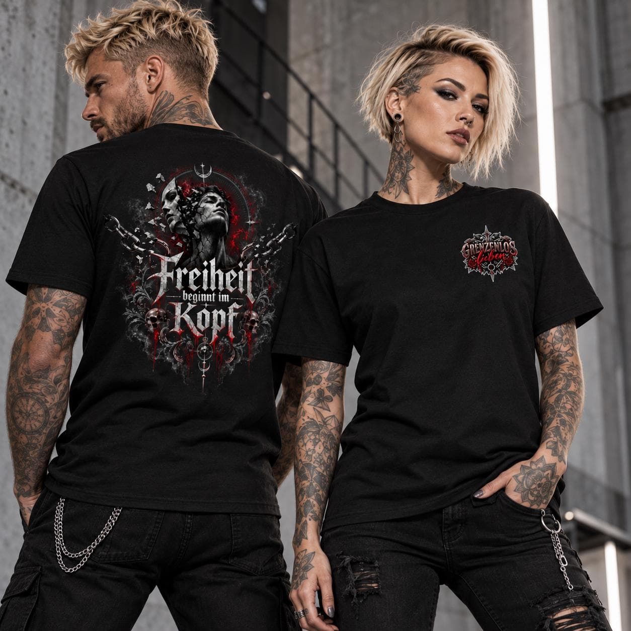 T-shirt Swinger "Freiheit Beginnt im Kopf" per coppie aperte e scambisti unisex - 4