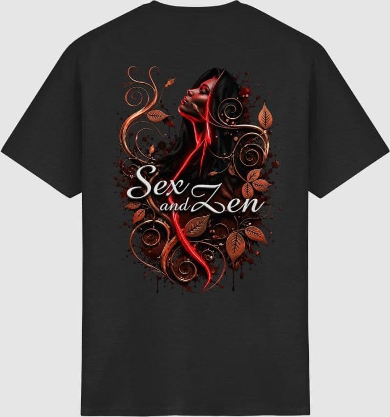 T-shirt Sex and Zen uomo BDSM kink bondage stampa fronte retro - 5