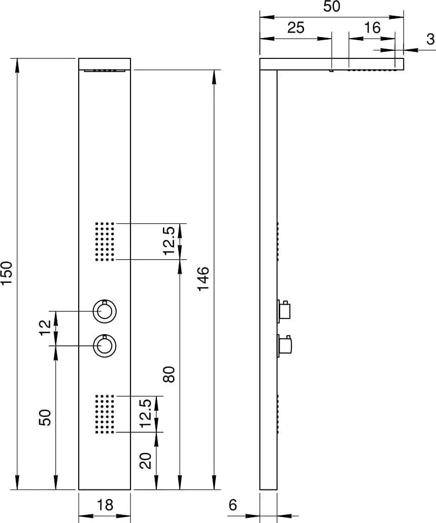 Pannello Doccia Acciaio Satinato Idromassaggio 4 Funzioni H150 – Domino - 2