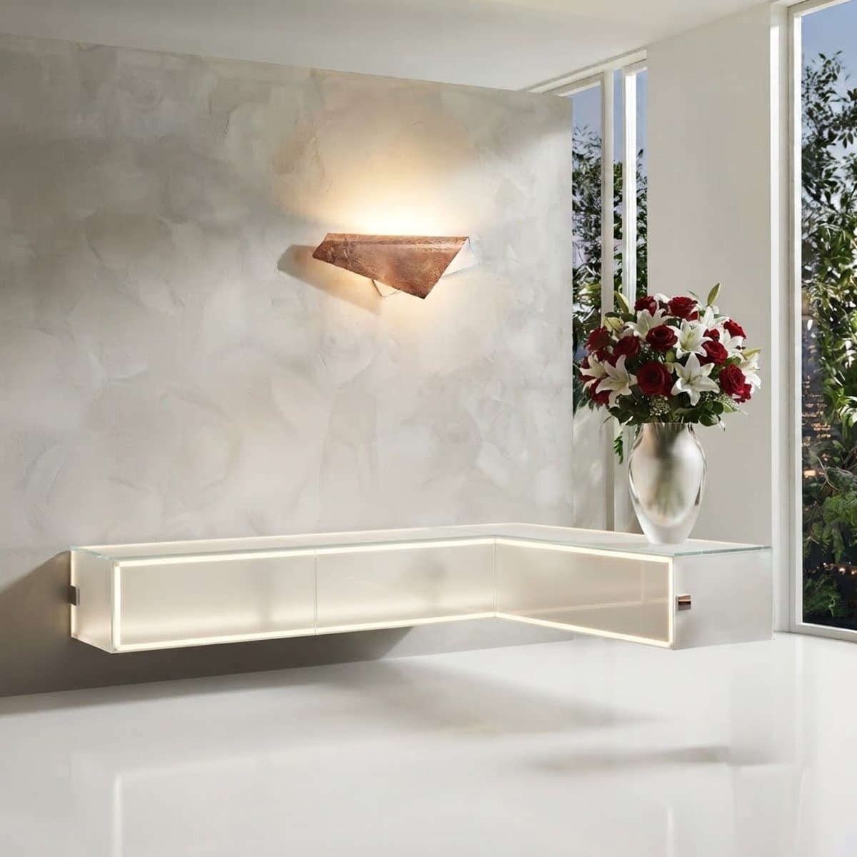 Applique led Promoluce FOLIUM A53 RF LED CCT 1937LM metallo decorato foglia rame monoemissione - 2