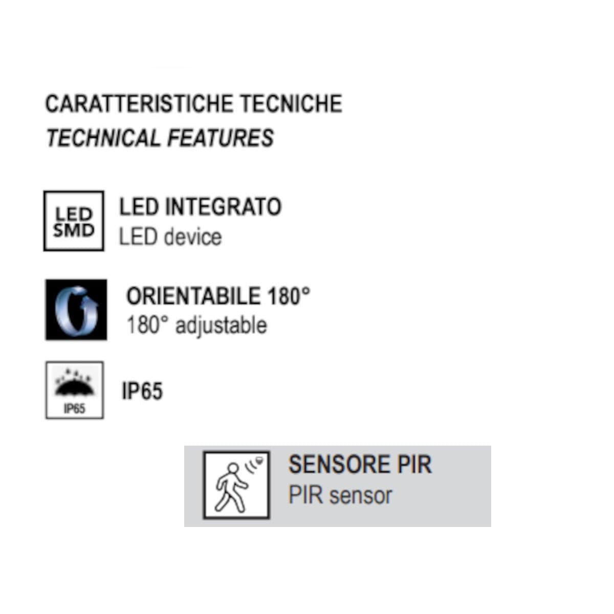Applique sensore Promoluce CORNER A20+S LED CCT IP65 orientabile alluminio vetro - 4