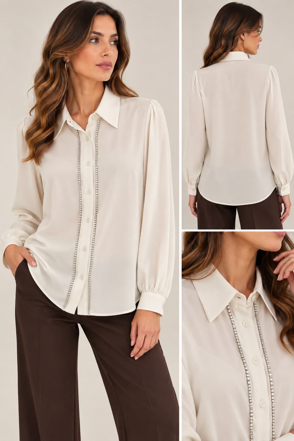 CAMICIA GEORGETTE TINTA UNITA - 3