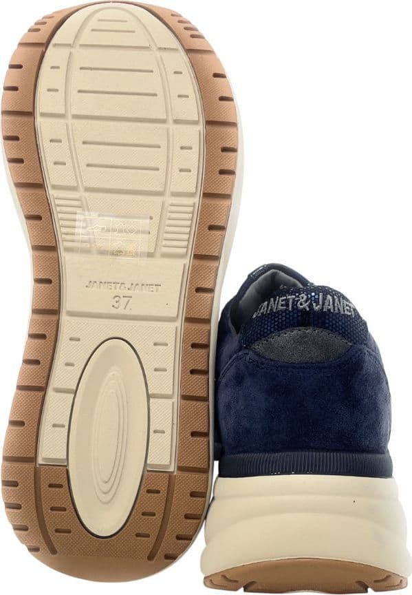 Janet & Janet sneakers in pelle scamosciata blu J-1072 - 5