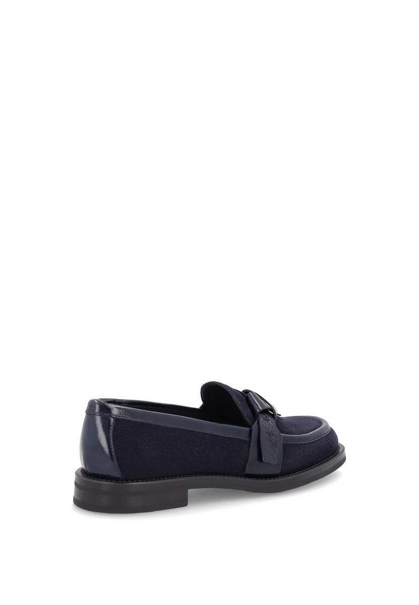 Frau mocassini con cravattina donna in camoscio blu A90C8 - 7