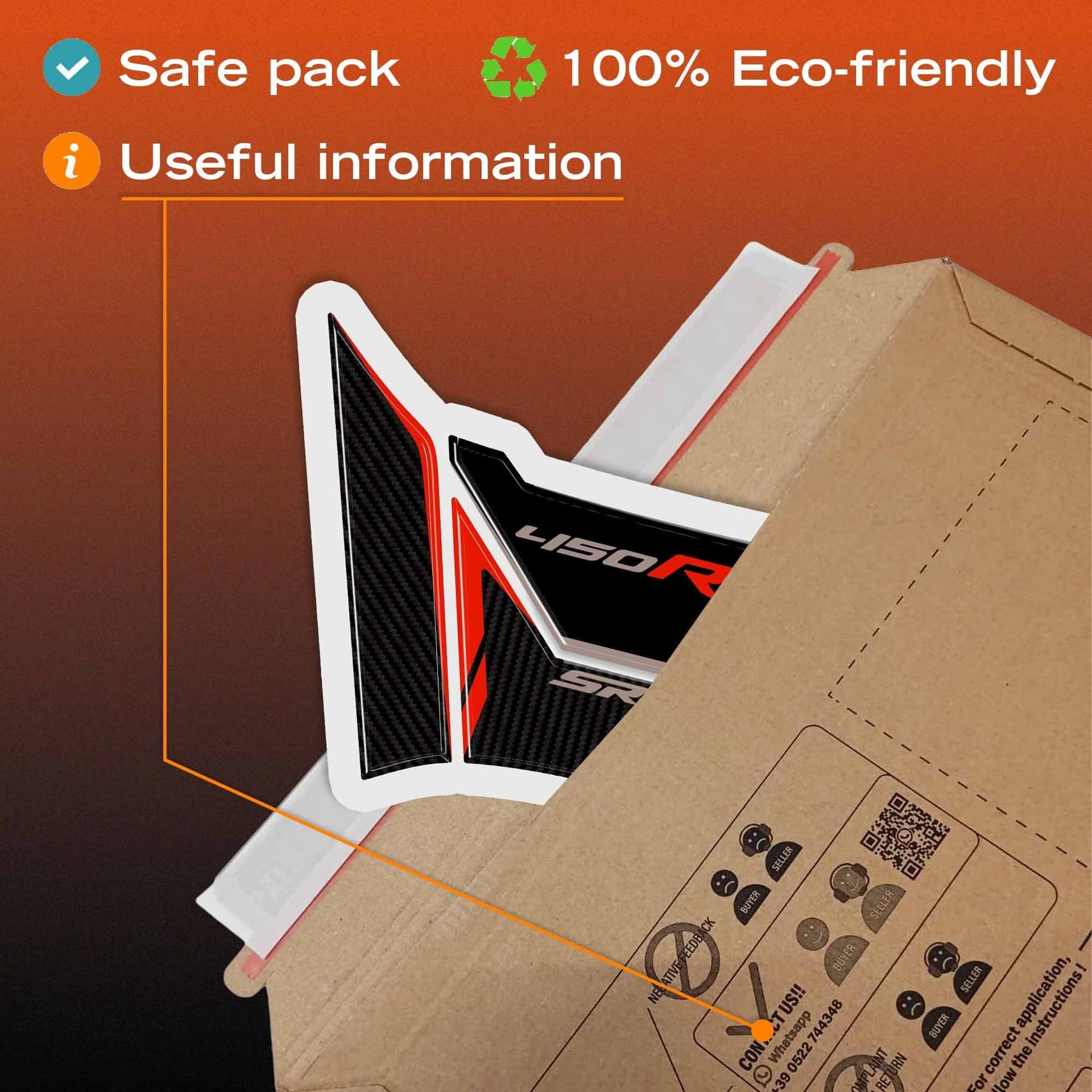 Adesivo 3D Paraserbatoio moto compatibile con QJ Motor SRT 450 RX 2026 - 7