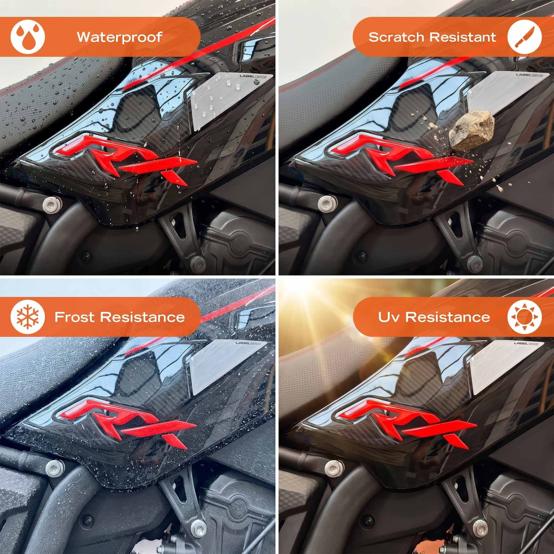 Adesivi 3D Laterali Serbatoio moto compatibile con QJ Motor SRT 450RX 2026 - 11