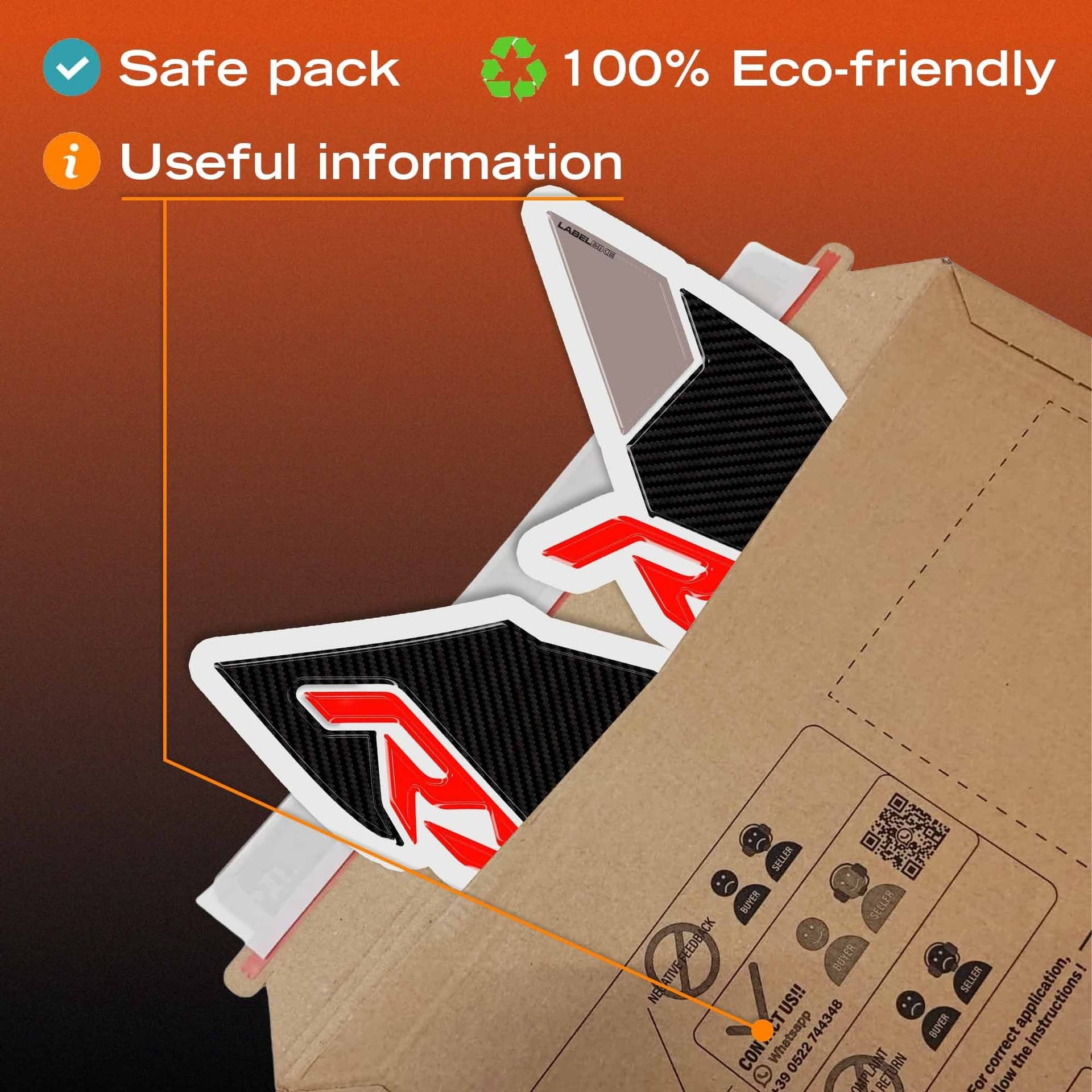Adesivi 3D Laterali Serbatoio moto compatibile con QJ Motor SRT 450RX 2026 - 13