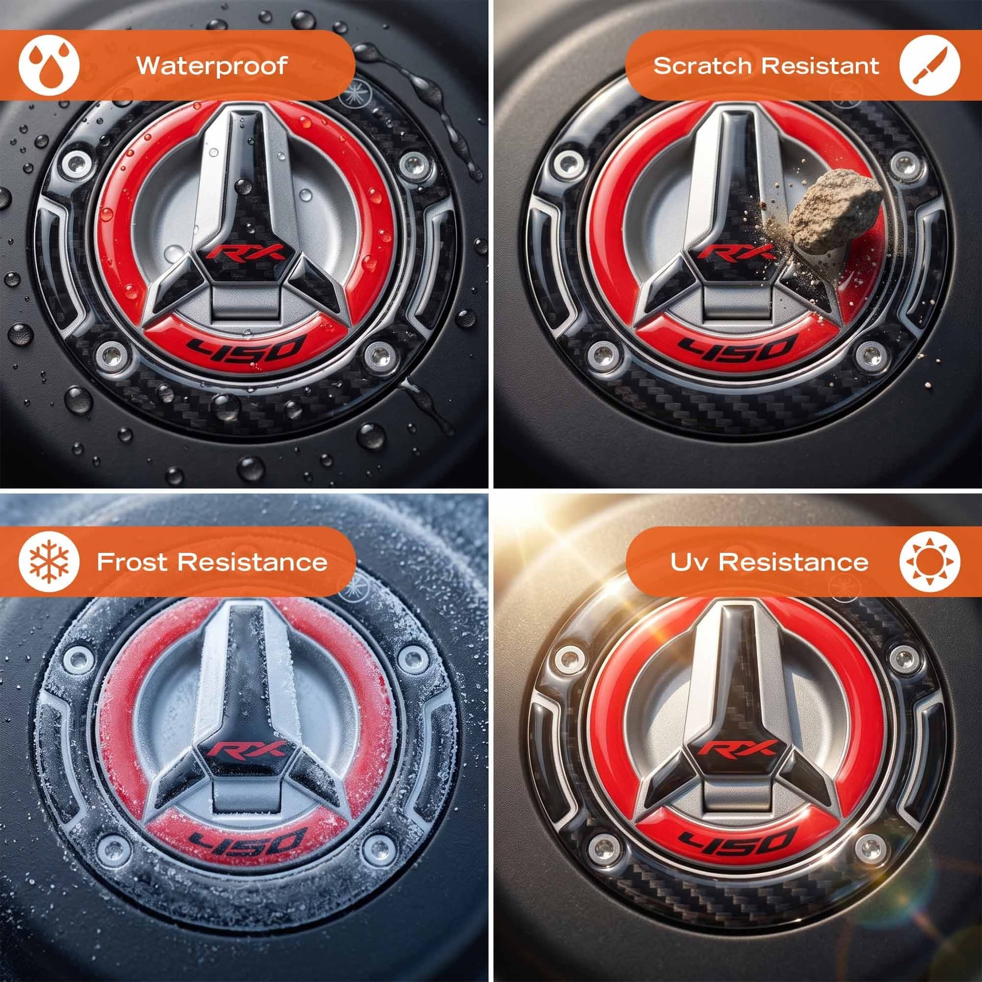 Adesivo 3D Tappo serbatoio moto compatibile con QJ Motor SRT 450 RX 2026 - 4