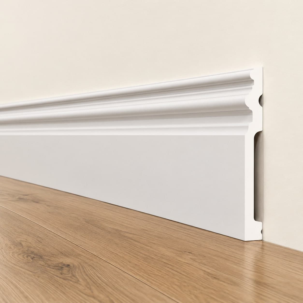 Battiscopa RESISTO in polimeri extracompatti mod. ARISTOCRATICO Bianco mis. 150x15mm (prezzo al metro) - 3