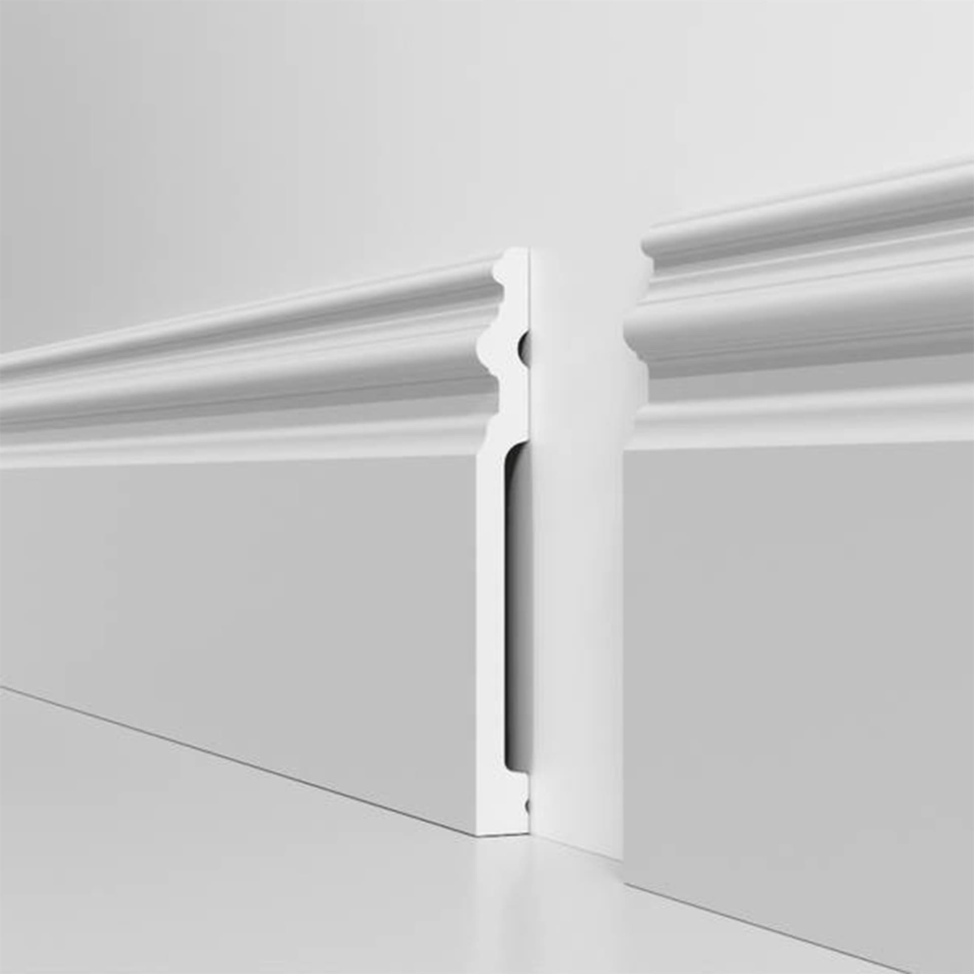 Battiscopa RESISTO in polimeri extracompatti mod. ARISTOCRATICO Bianco mis. 150x15mm (prezzo al metro) - 4