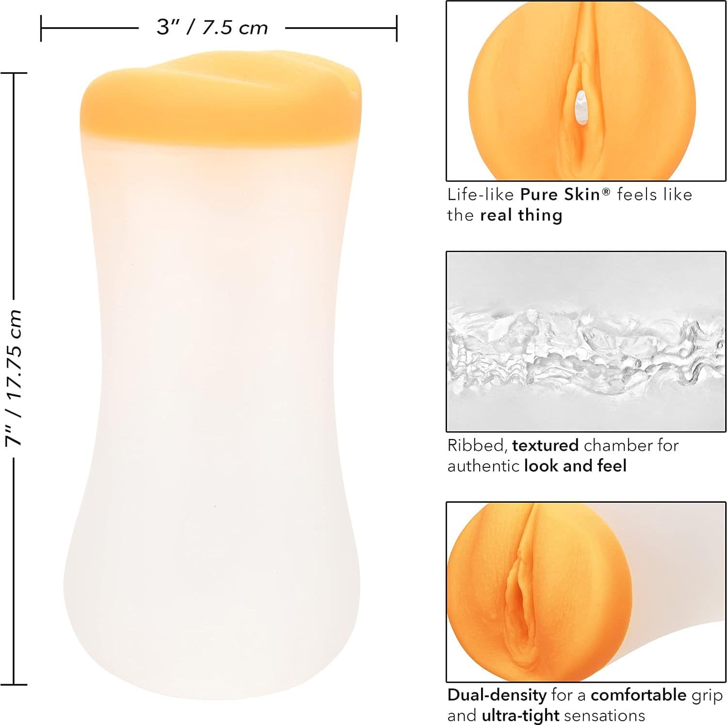 Masturbatore uomo The Gripper CalExotics 17,8 cm PureSkin TPE effetto suzione Ø 7,5 cm - 5