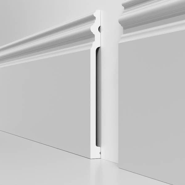 Battiscopa RESISTO in polimeri extracompatti mod. ARISTOCRATICO Bianco mis. 200x15mm (prezzo al metro) - 4