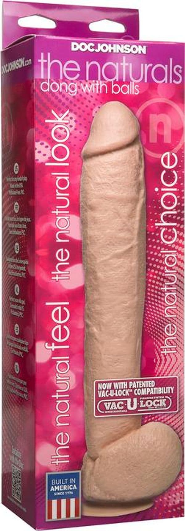 Dildo realistico XXL The Naturals Doc Johnson 30,5 cm con testicoli Vac-U-Lock Ø 5,6 cm - 3