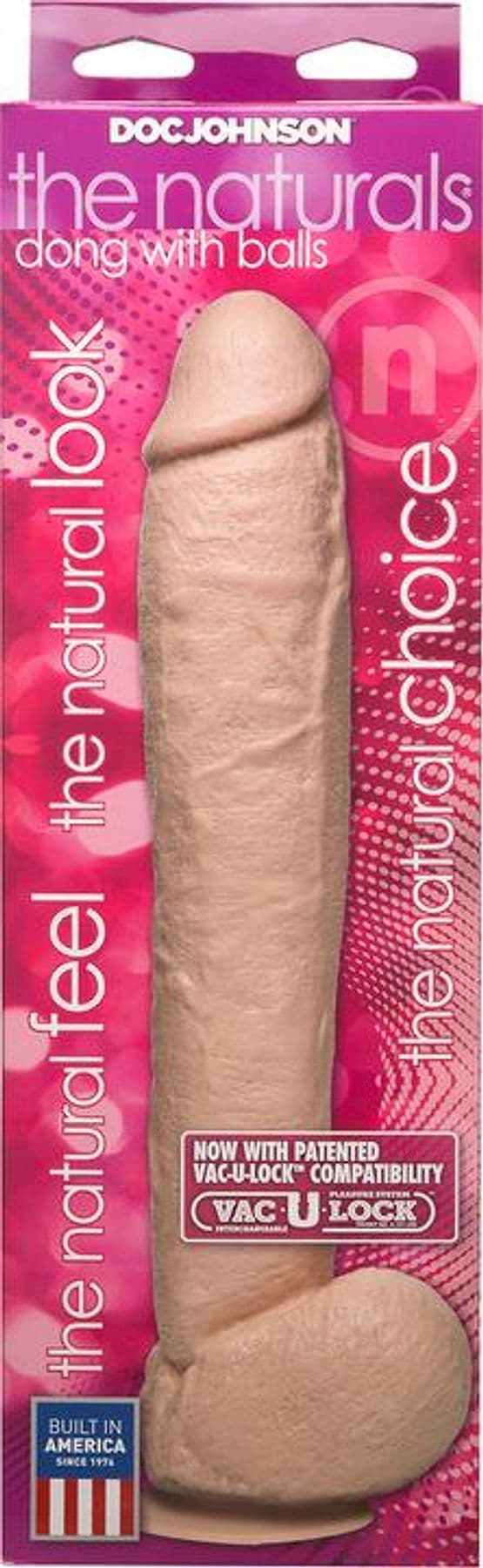 Dildo realistico XXL The Naturals Doc Johnson 30,5 cm con testicoli Vac-U-Lock Ø 5,6 cm - 4