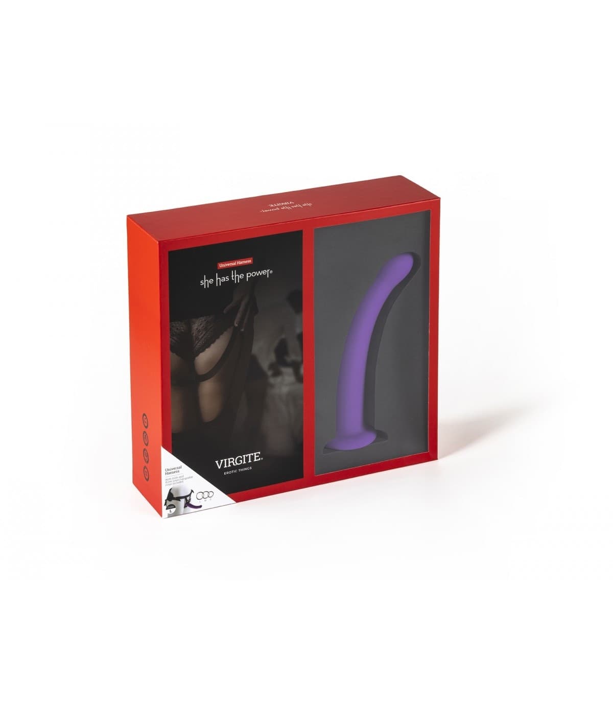 Strap-On She Has The Power Virgite 17,5 cm dildo silicone curvo harness universale - 2