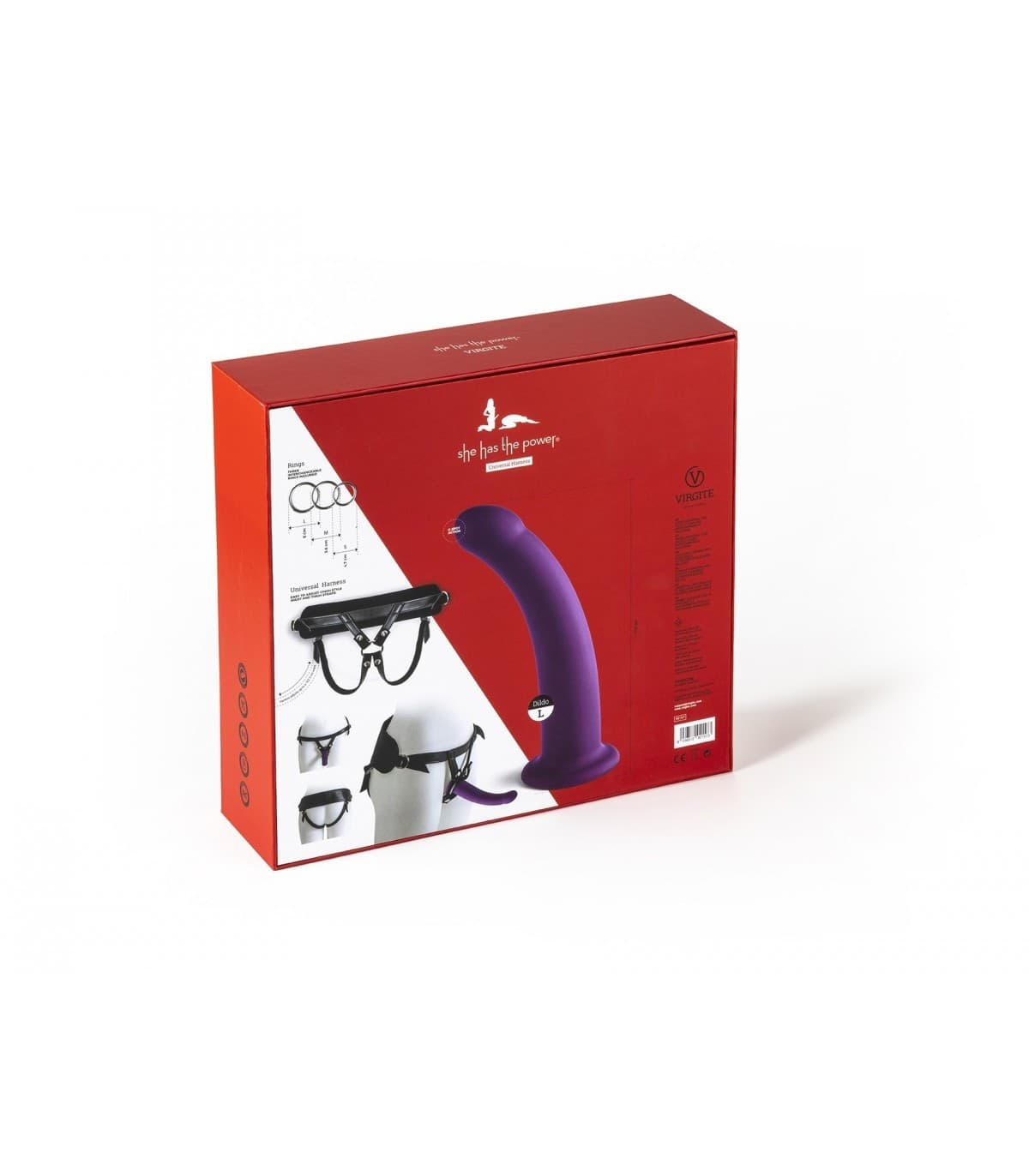 Strap-On She Has The Power Virgite 17,5 cm dildo silicone curvo harness universale - 3