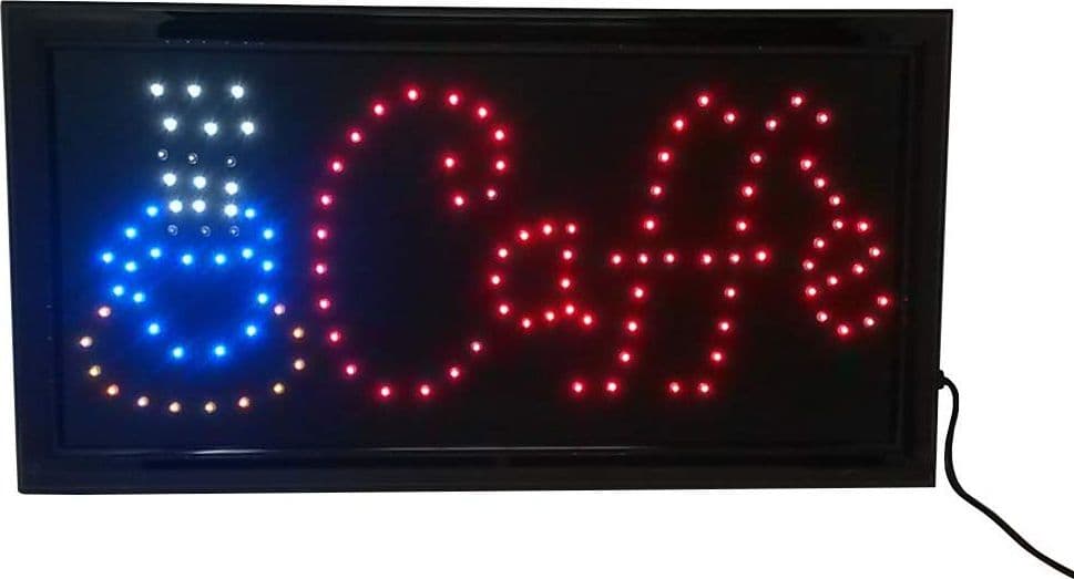 SCRITTA CAFFE' A LED INSEGNA LUMINOSA 48X25 NEGOZI INSEGNE LUMINOSE