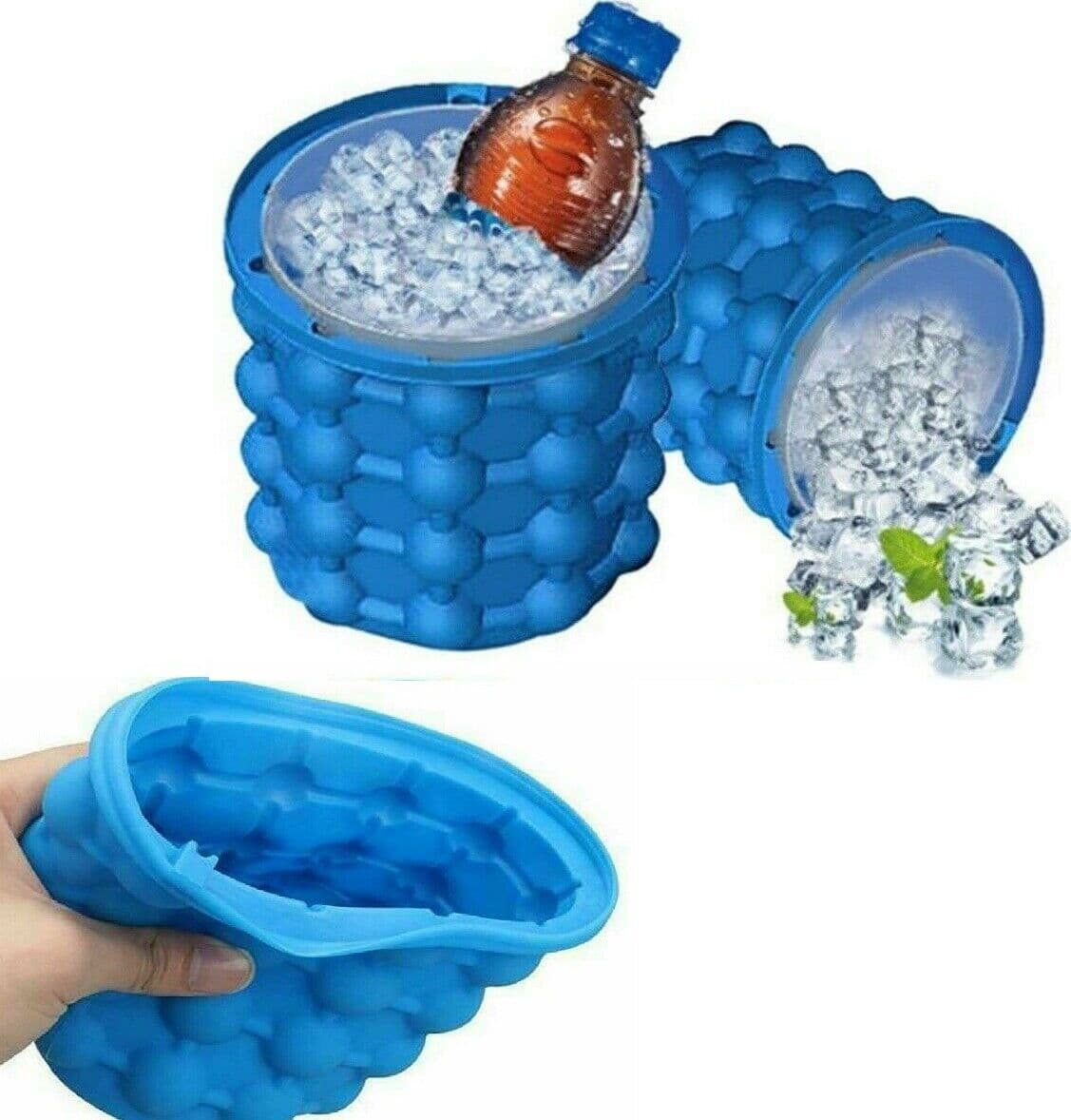 SECCHIELLO SILICONE 13CM FORMA GHIACCIO CUBETTI COPERCHIO GHIACCIOLI LATTINE