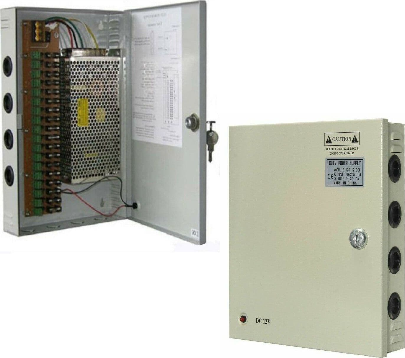RACK BOX ALIMENTATORE 18 USCITE CANALI STABILIZZATO TELECAMERA CCTV CENTRALINA