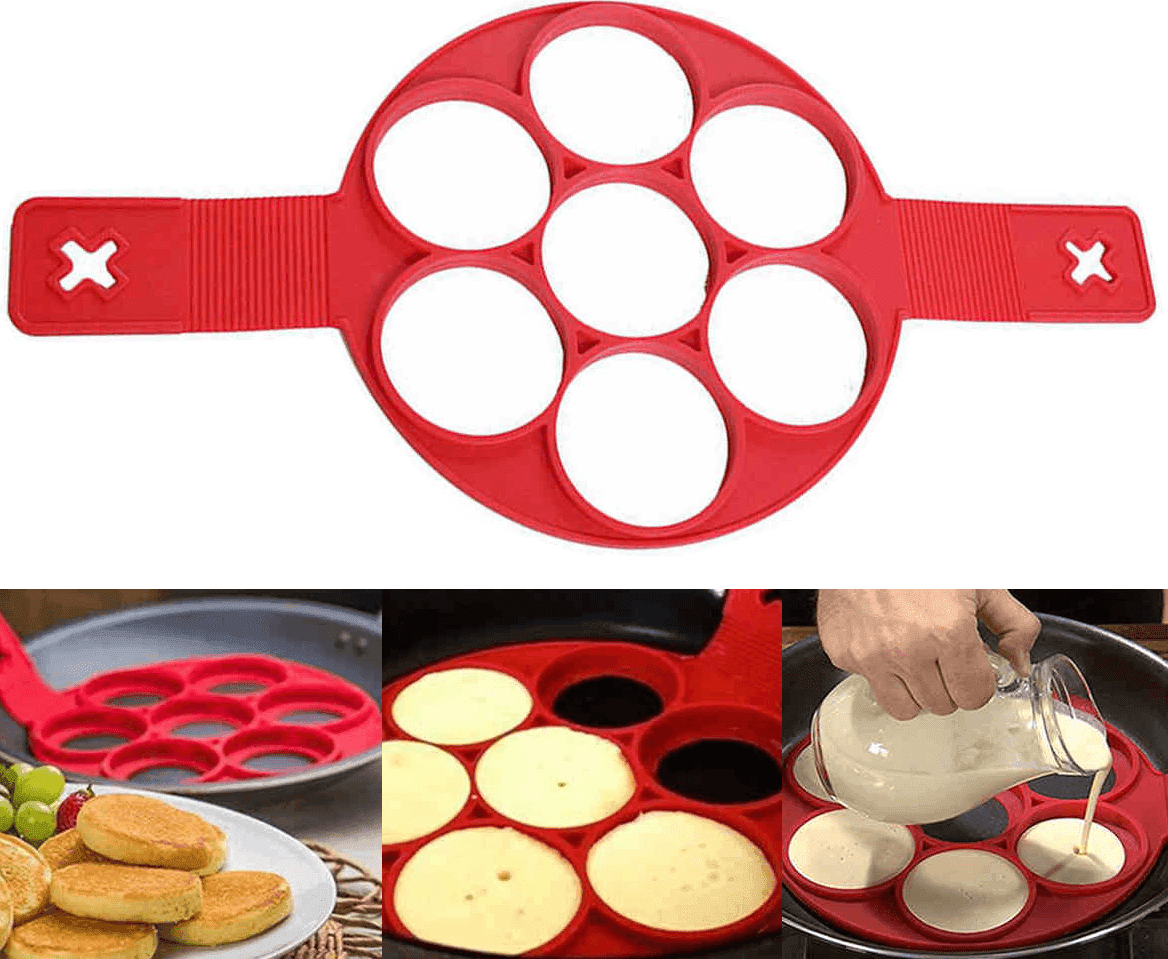 STAMPO PER PANCAKE IN SILICONE CUCINA ANTIADERENTE UOVA OMELETTE