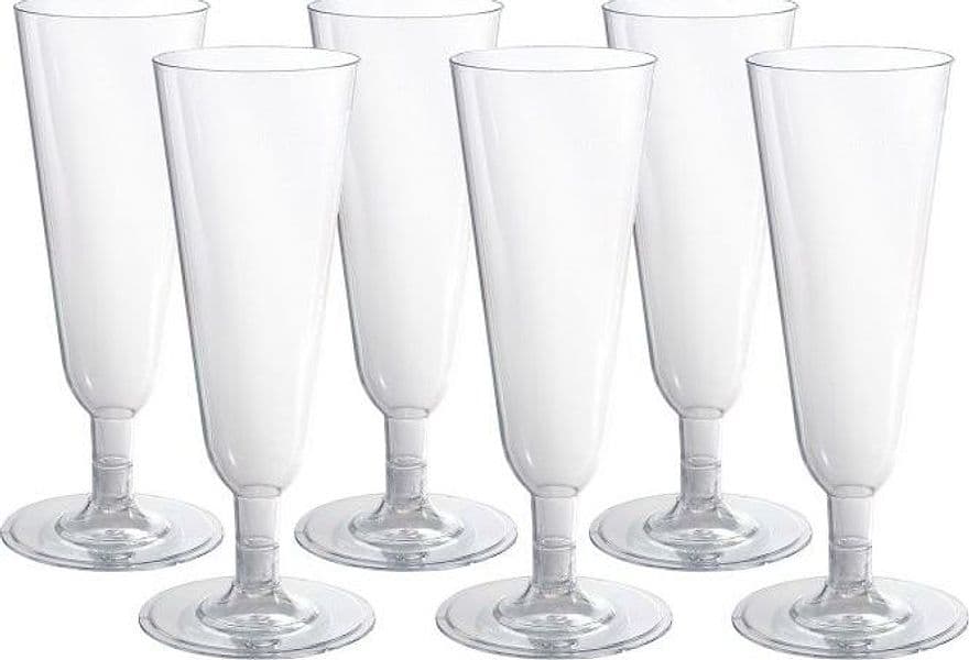 BICCHIERI CALICI FLUTE IN PLASTICA TRASPARENTE 6 PEZZI CHAMPAGNE