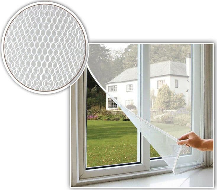 TELO ZANZARIERA ADESIVA A RETE PER FINESTRE BIANCO 130X150cm CASA