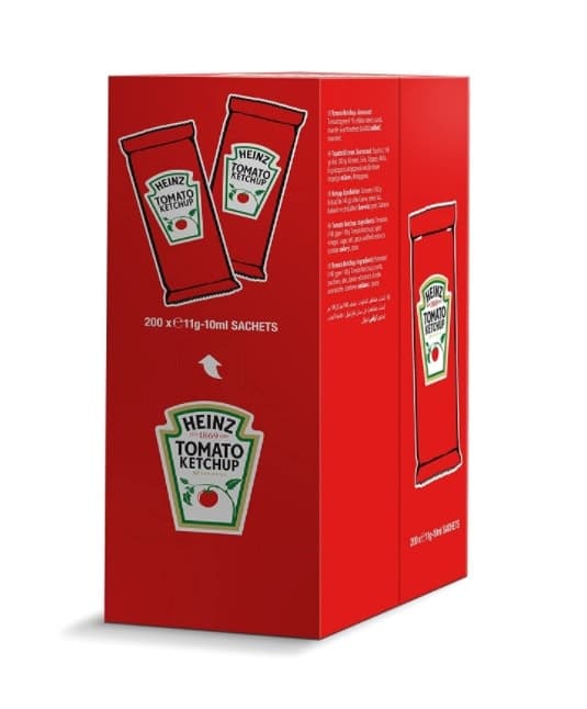 Heinz Tomato Ketchup Sachet - Confezione da 200 Pezzi