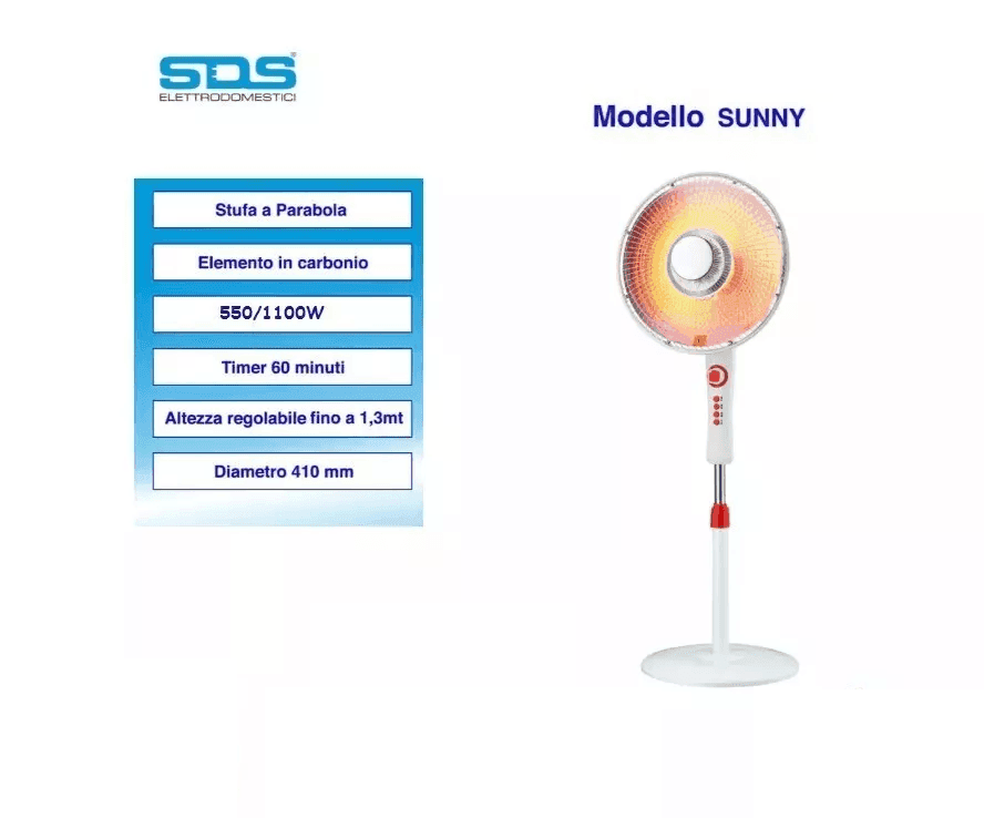 Stufa al carbonio a piantana 1100W incandescenza Timer risparmio energetico 220V - 2