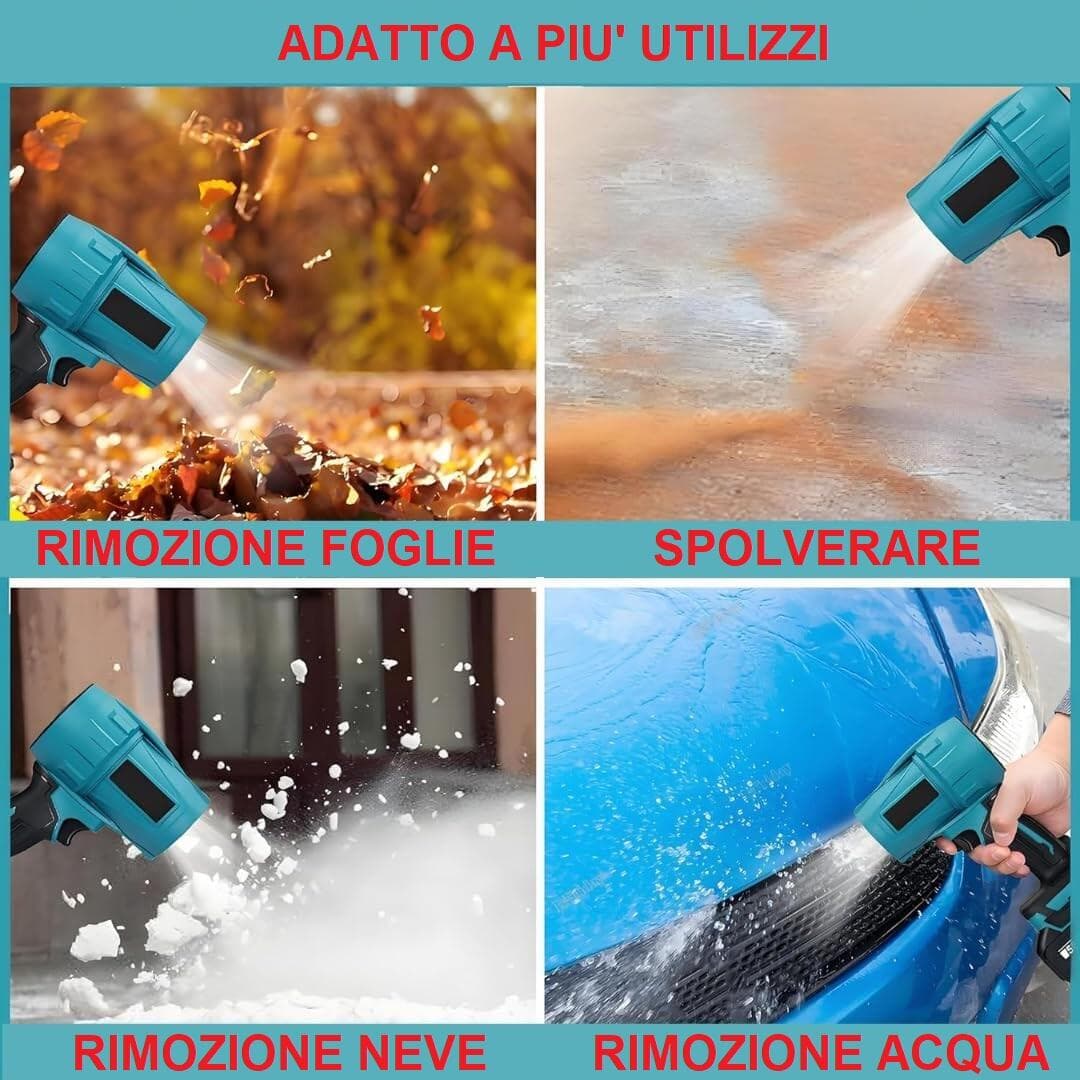 Soffiatore a Batteria, Mini Soffiatore per Foglie con Turbocompressore, Velocità dell'Aria fino a 126 km/h, Dotato di 2 Batterie da 48V , Adatto per la Cura e la Manutenzione del Giardino - 2