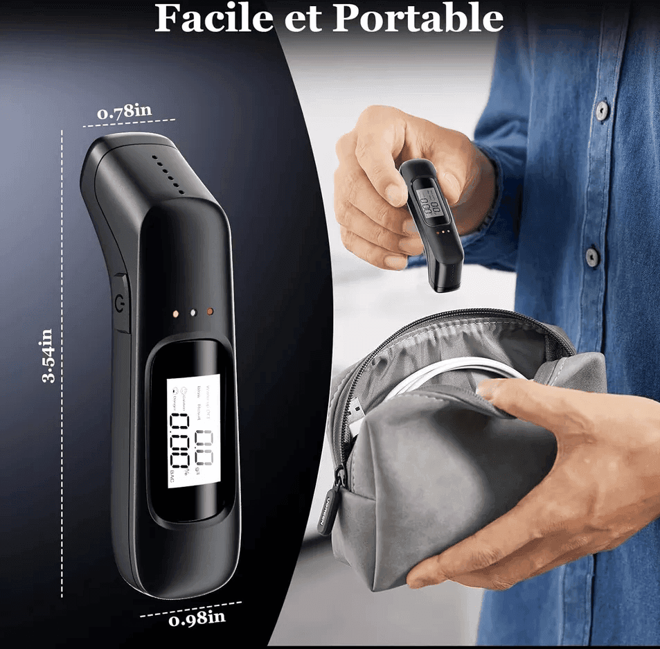 Etilometro Portatile Alcool Test Portatile Display Digitale Chip Alta Precisione - 7