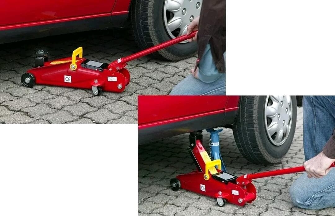 Crick idraulico Carrello 2 Ton per Auto e Furgone Sollevatore Martinetto con ruote - 5