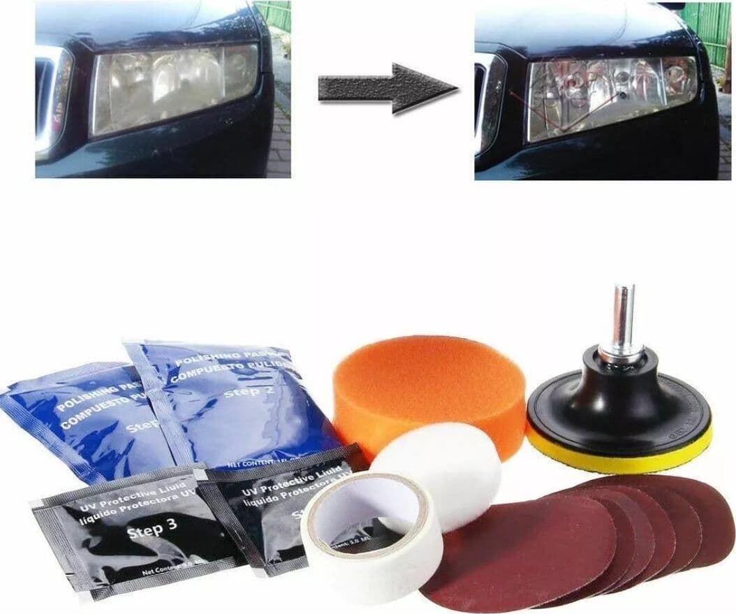 KIT RIGENERAZIONE RIPRISTINO RINNOVA LUCIDA FARI FANALI LENTI OPACIZZATI TRAPANO - 2