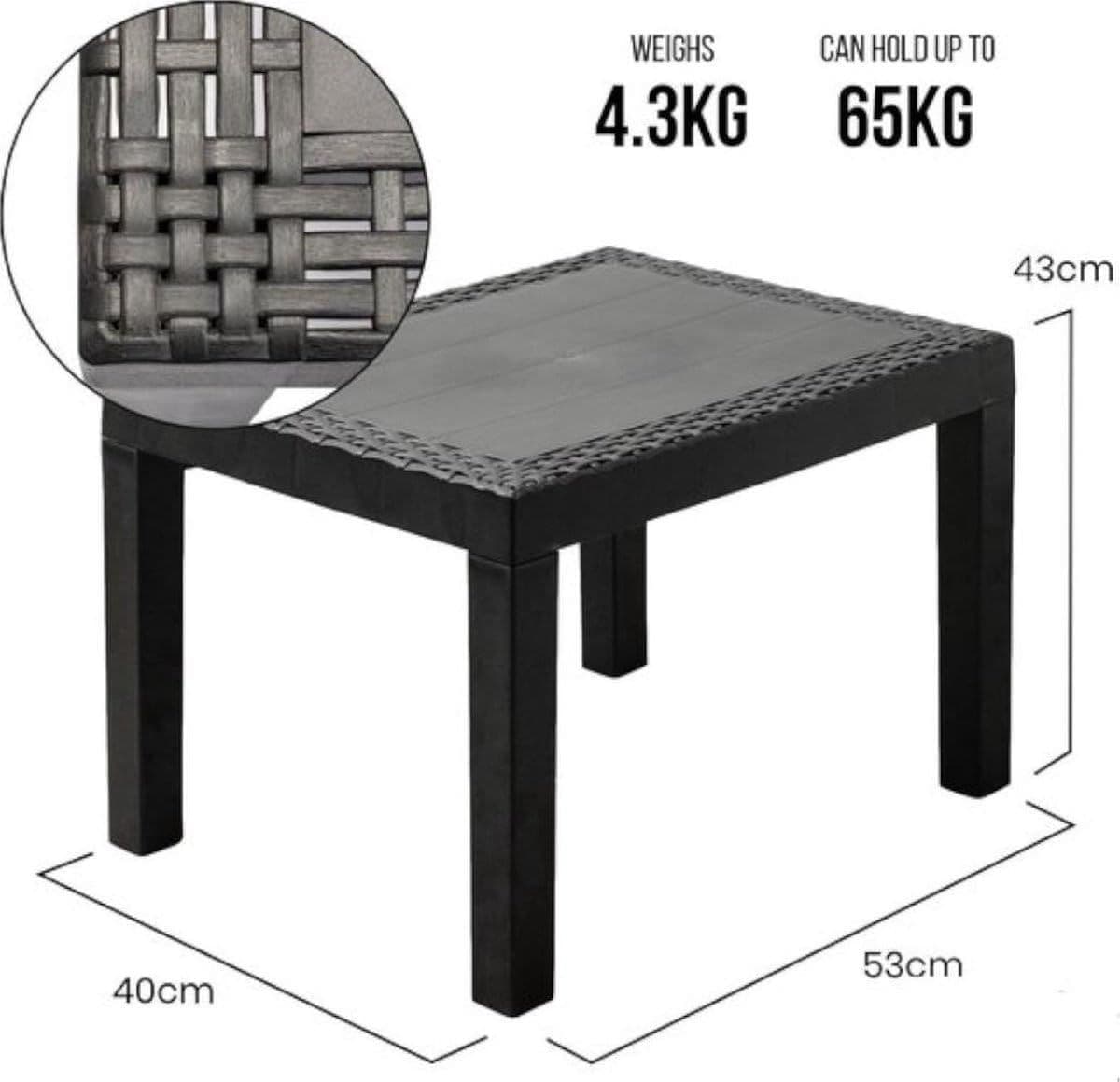 Salotto da Giardino Akita 3pz Antracite con Cuscini Antracite 1 Tavolo + 2 Poltrone - 4