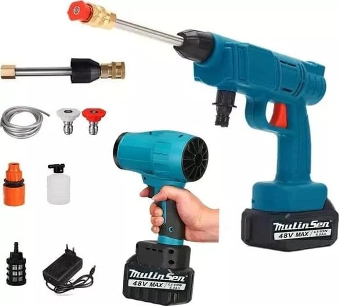 Kit Lavaggio Idropulitrice a Batteria con Mini Soffiatore Incluso, Portatile, 2 Batterie 48V Intercambiabili per Pulizia Versatile e Senza Fili - 4