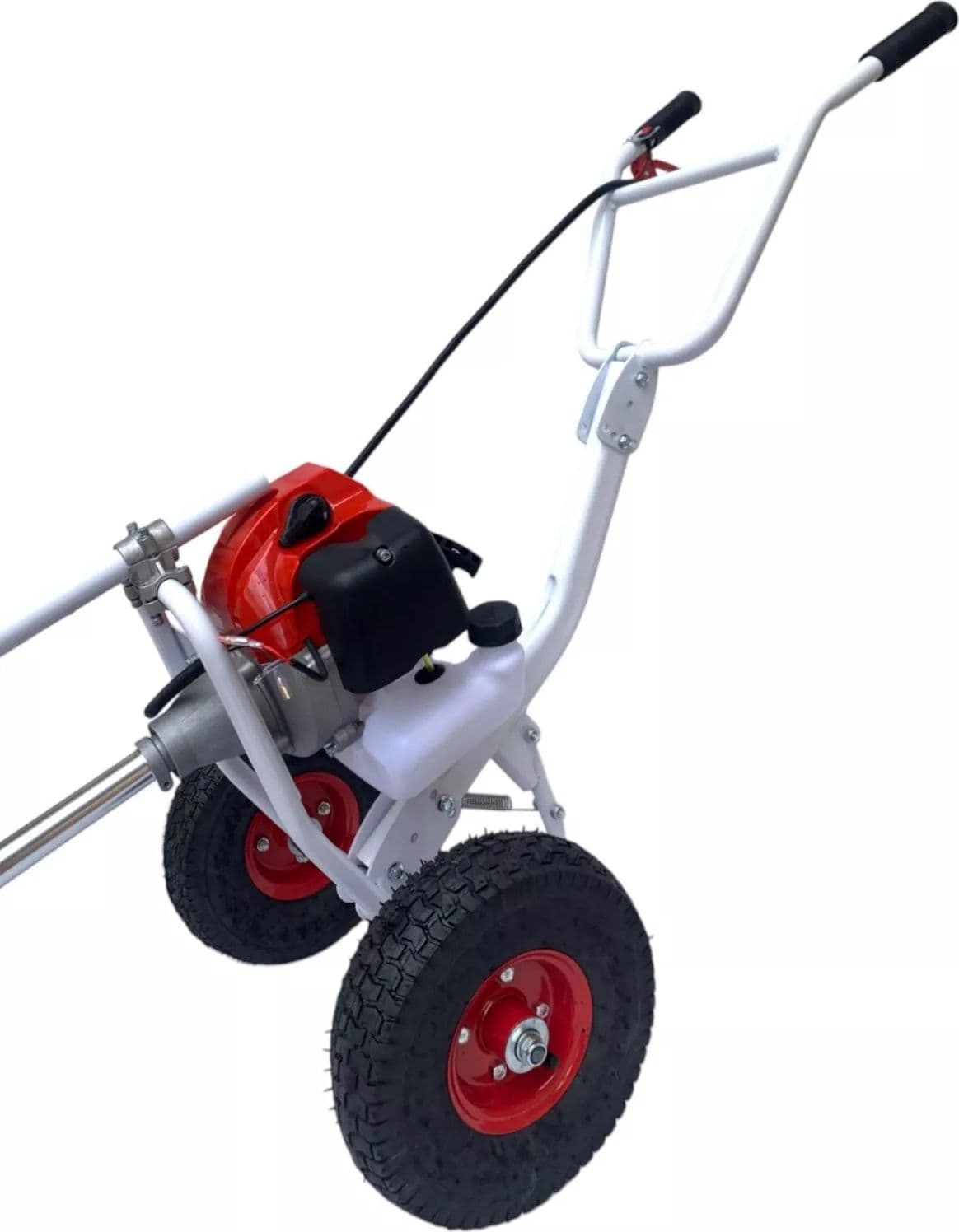Decespugliatore a Scoppio 63CC 2HP 2 Tempi con Ruote a Carrozzella Carrellato - 2