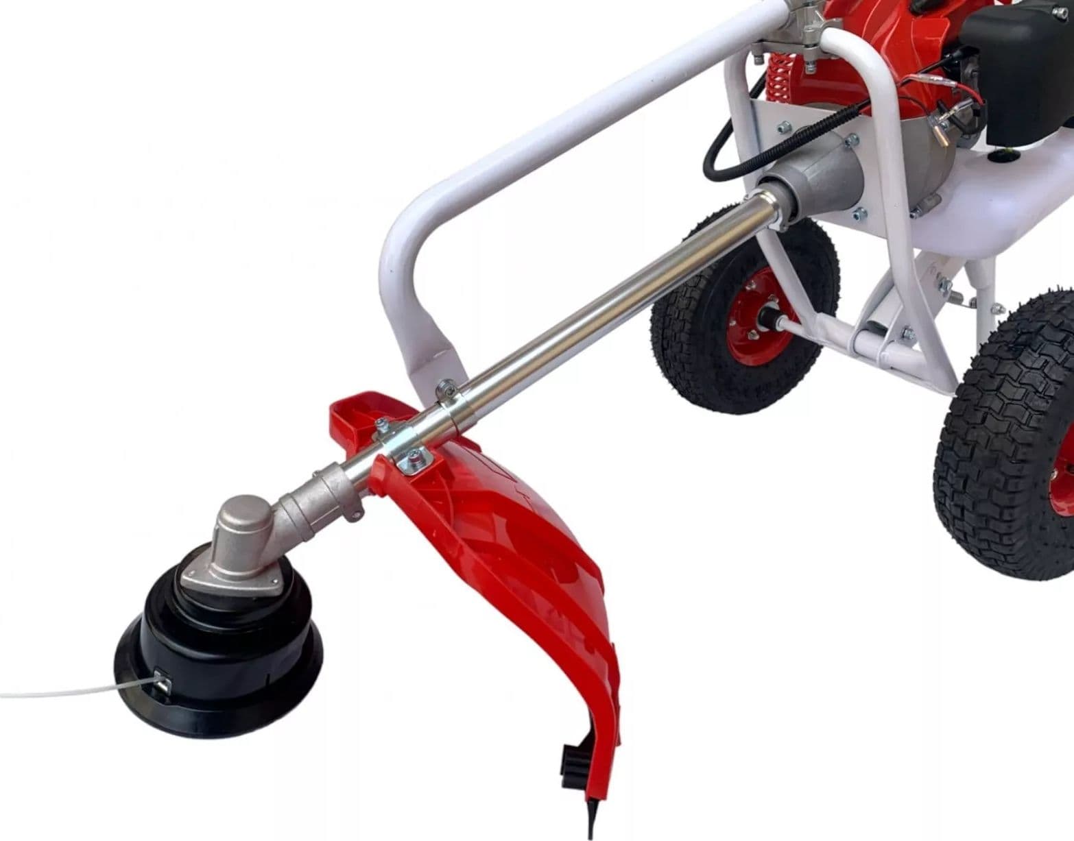 Decespugliatore a Scoppio 63CC 2HP 2 Tempi con Ruote a Carrozzella Carrellato - 4