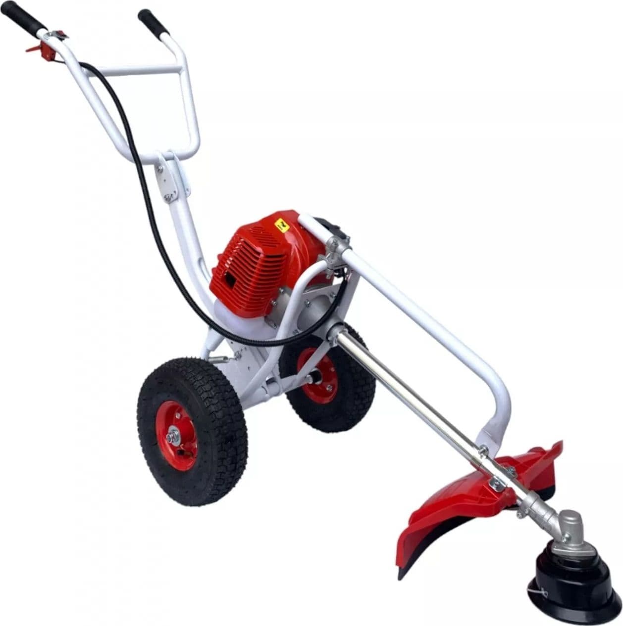 Decespugliatore a Scoppio 63CC 2HP 2 Tempi con Ruote a Carrozzella Carrellato - 5
