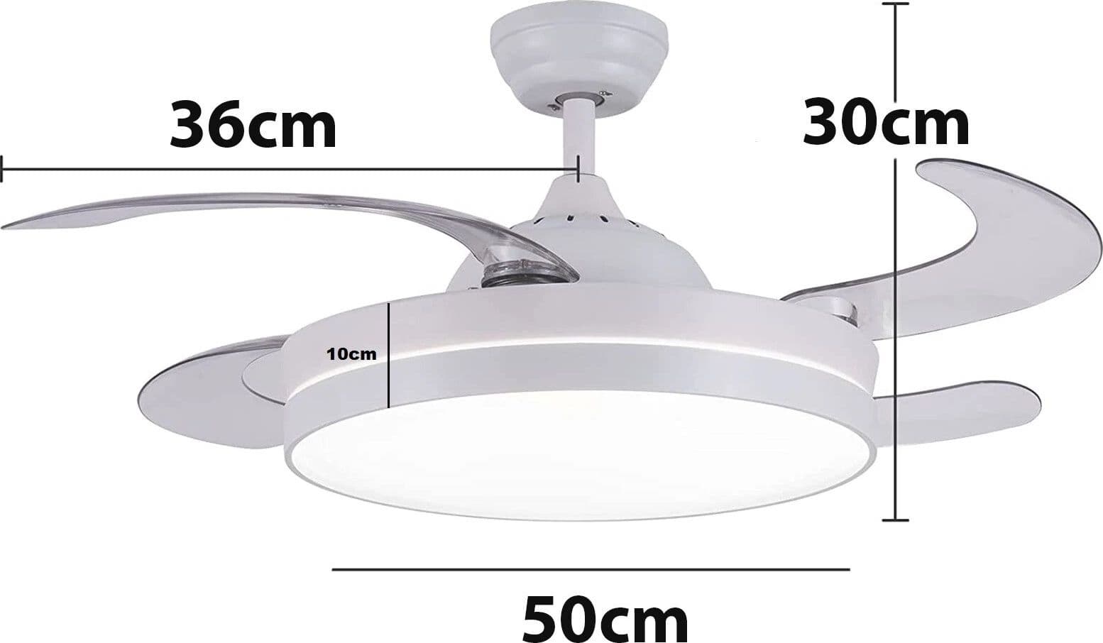 Ventilatore Da Soffitto Con Luce Pale Scomparsa 72W Lampadario Sospensione con Telecomando incluso Regolabile 3000K 4000K 6500K - 2