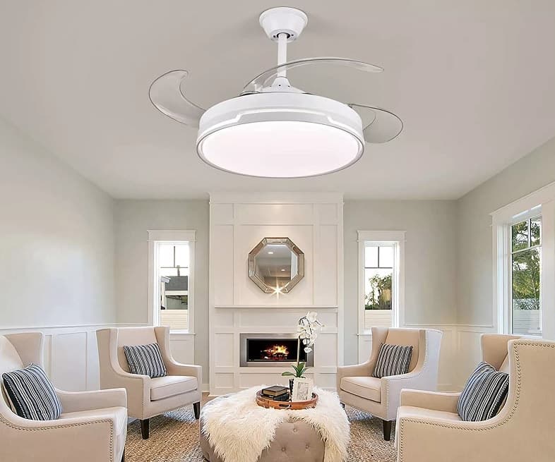 Ventilatore Da Soffitto Con Luce Pale Scomparsa 72W Lampadario Sospensione con Telecomando incluso Regolabile 3000K 4000K 6500K - 3