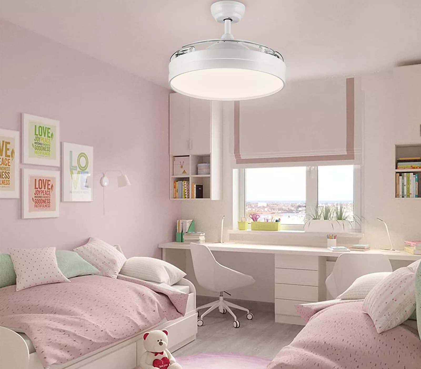 Ventilatore Da Soffitto Con Luce Pale Scomparsa 72W Lampadario Sospensione con Telecomando incluso Regolabile 3000K 4000K 6500K - 6