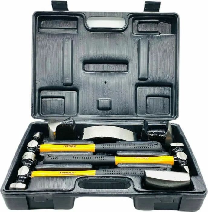 KIT ATTREZZI PER CARROZZIERE DA RIPARAZIONE CARROZZERIA COMPLETO DI 3 MARTELLI E 4 TASSI